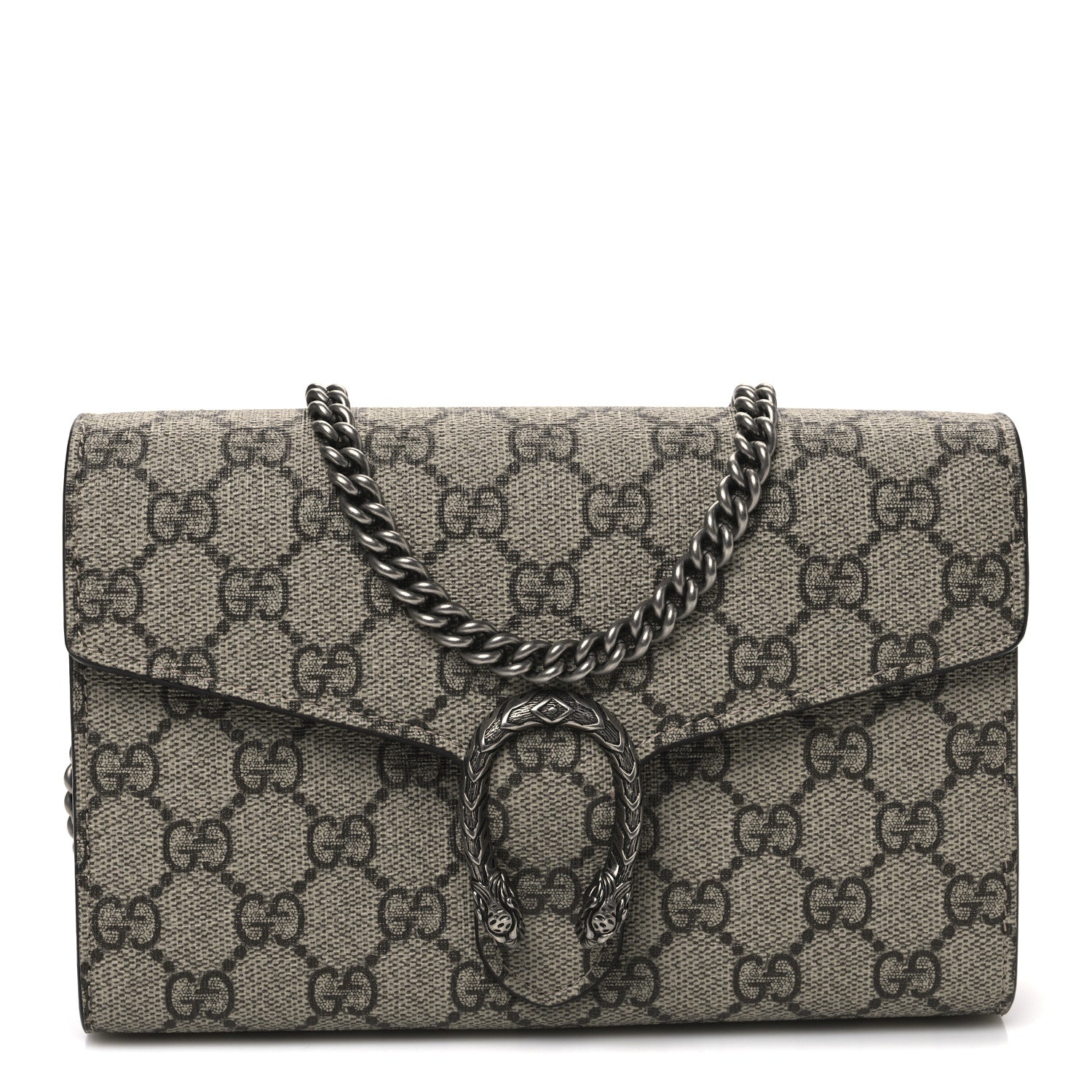 GG Supreme Monogram Mini Dionysus Chain Wallet Beige Taupe