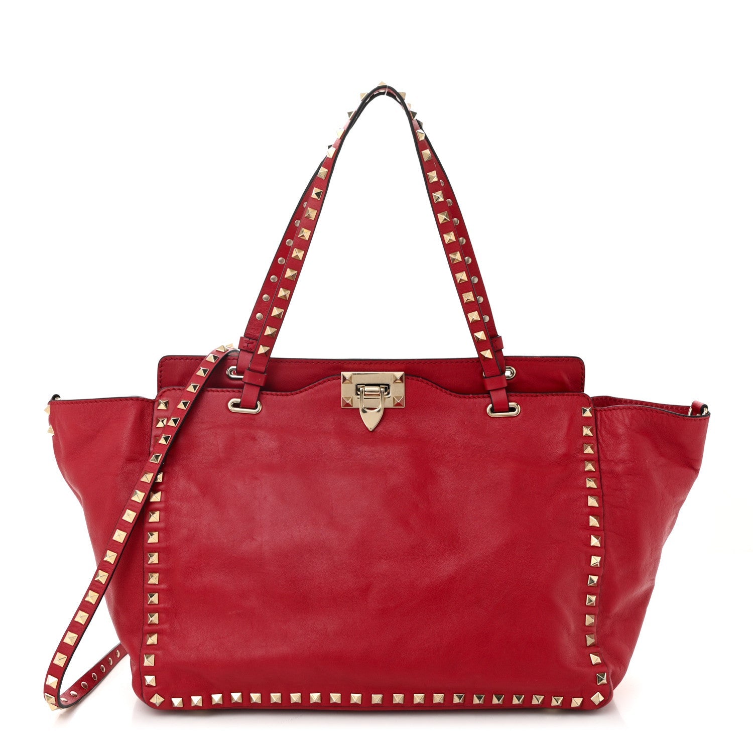 Vitello Medium Rockstud Tote Rosso Valentino