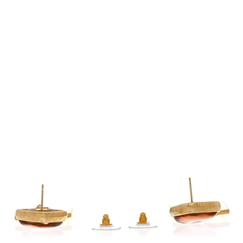 CC Tags Drop Earrings Gold Pink