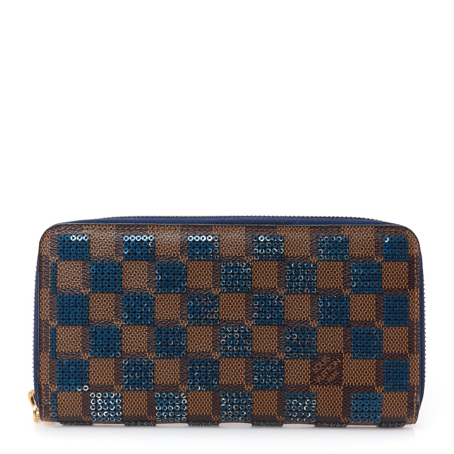 Damier Paillettes Zippy Wallet Blue