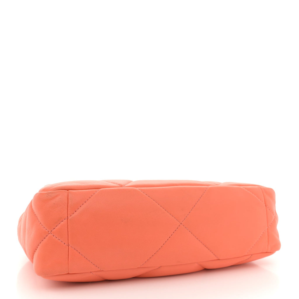 Lambskin Quilted Medium Chanel 19 Flap Orange