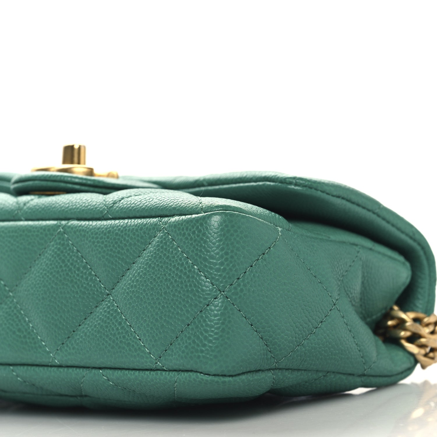 Caviar Quilted Sweetheart Mini Rectangular Flap Green