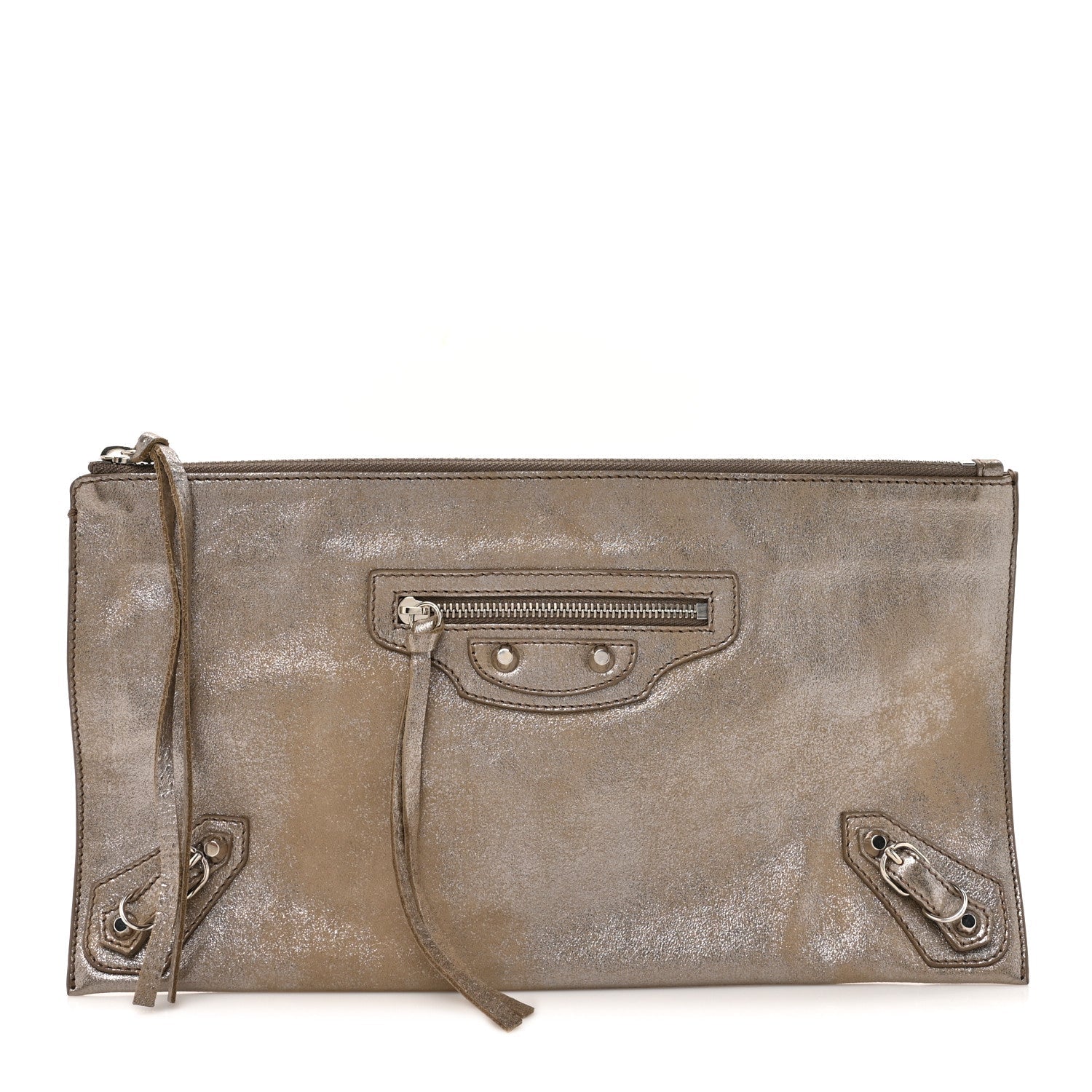 Metallic Calfskin Milky Way Papier Clutch Gold