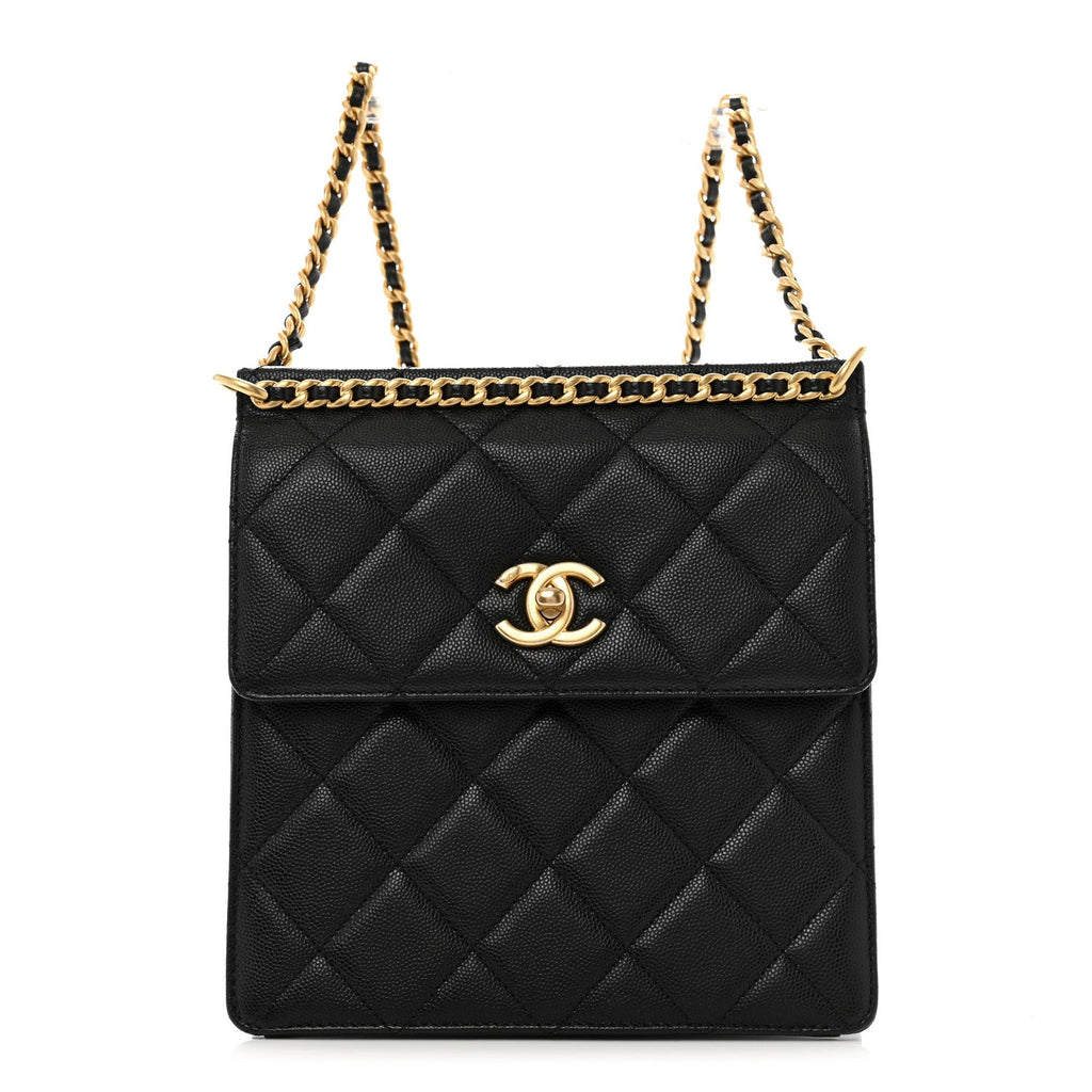 Caviar Quilted Chain Backpack Black