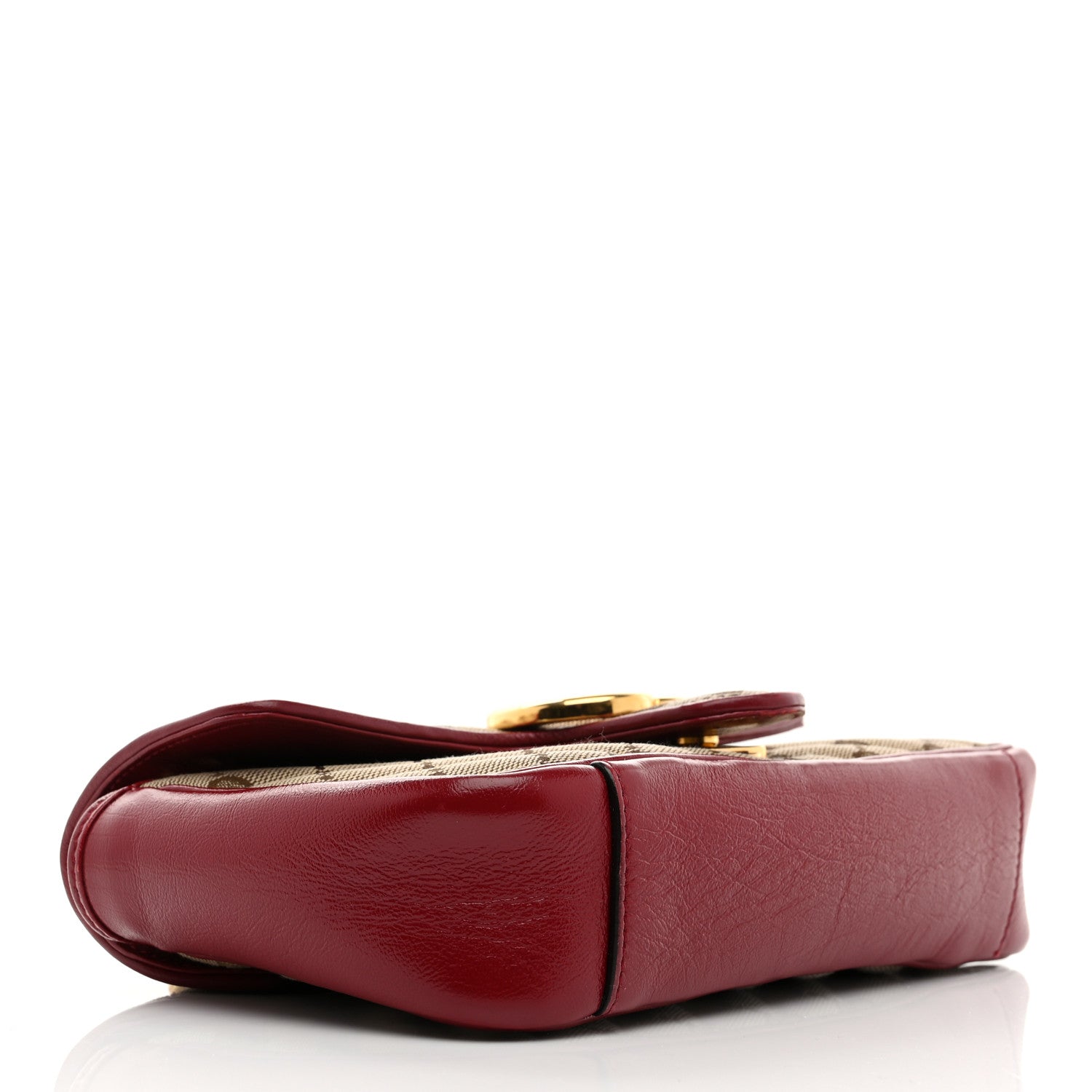 Monogram Azalea Calfskin Matelasse Diagonal Mini GG Marmont Shoulder Bag Beige Ebony New Cherry Red