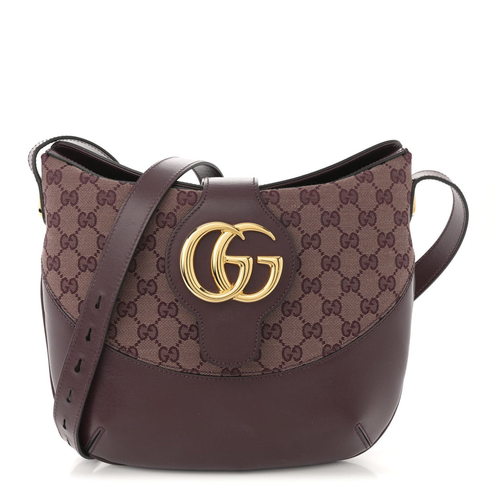 GG Monogram Calfskin Medium Arli Shoulder Bag Sahara Rubino Chardonnay