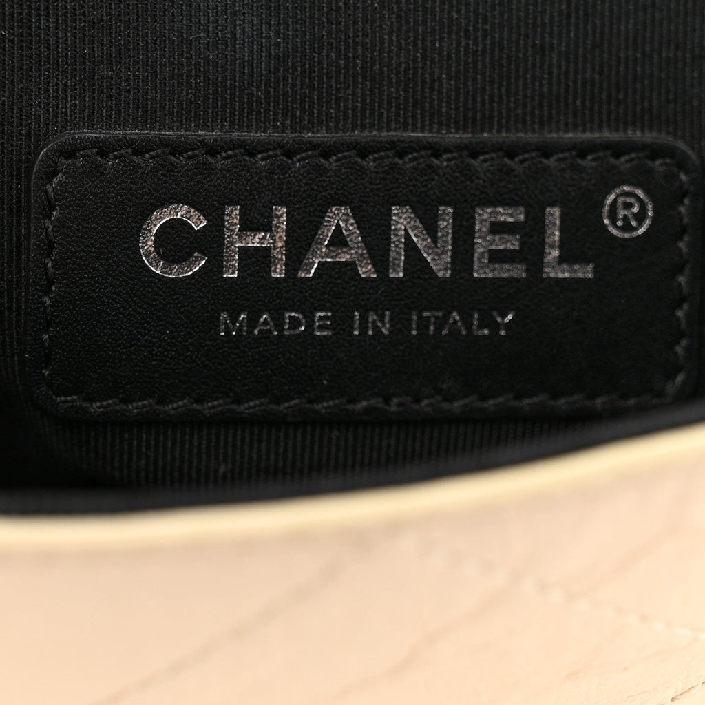 Aged Calfskin Grosgrain Quilted Chain CC Flap Ivory Black