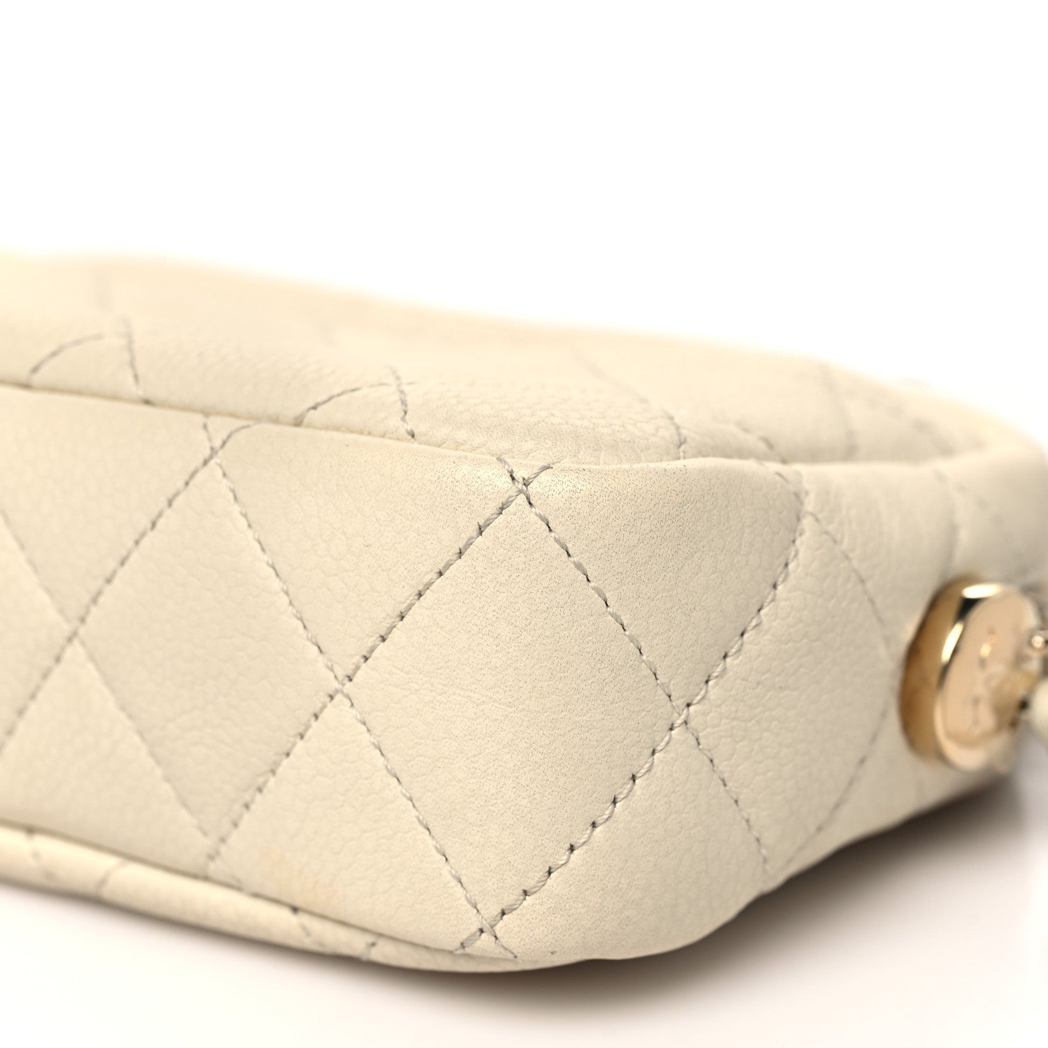 Caviar Quilted Mini Coco Tassel Camera Case White