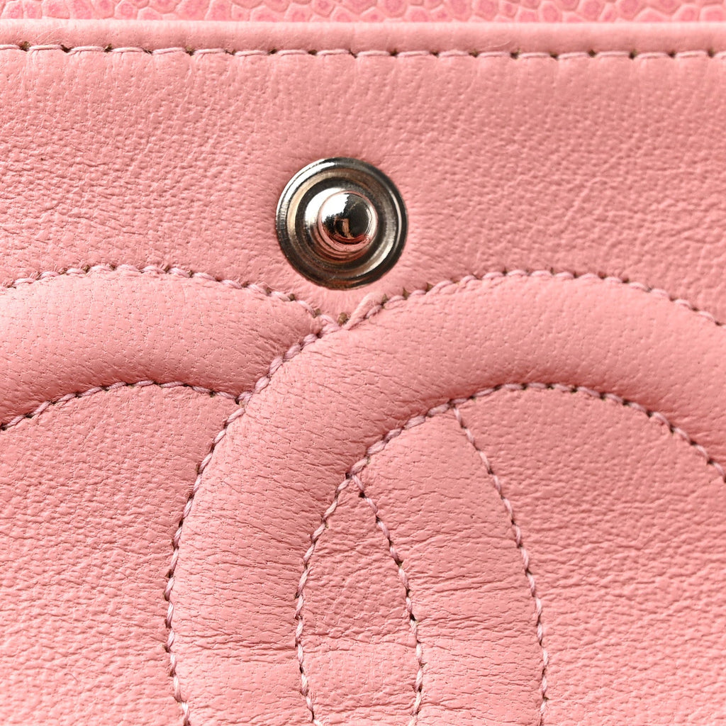 Caviar Quilted Medium Double Flap Light Pink