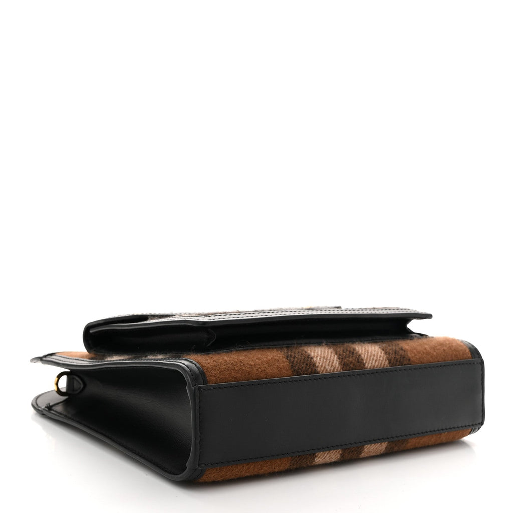 Smooth Calfskin Cashmere Check Mini Pocket Bag Brown