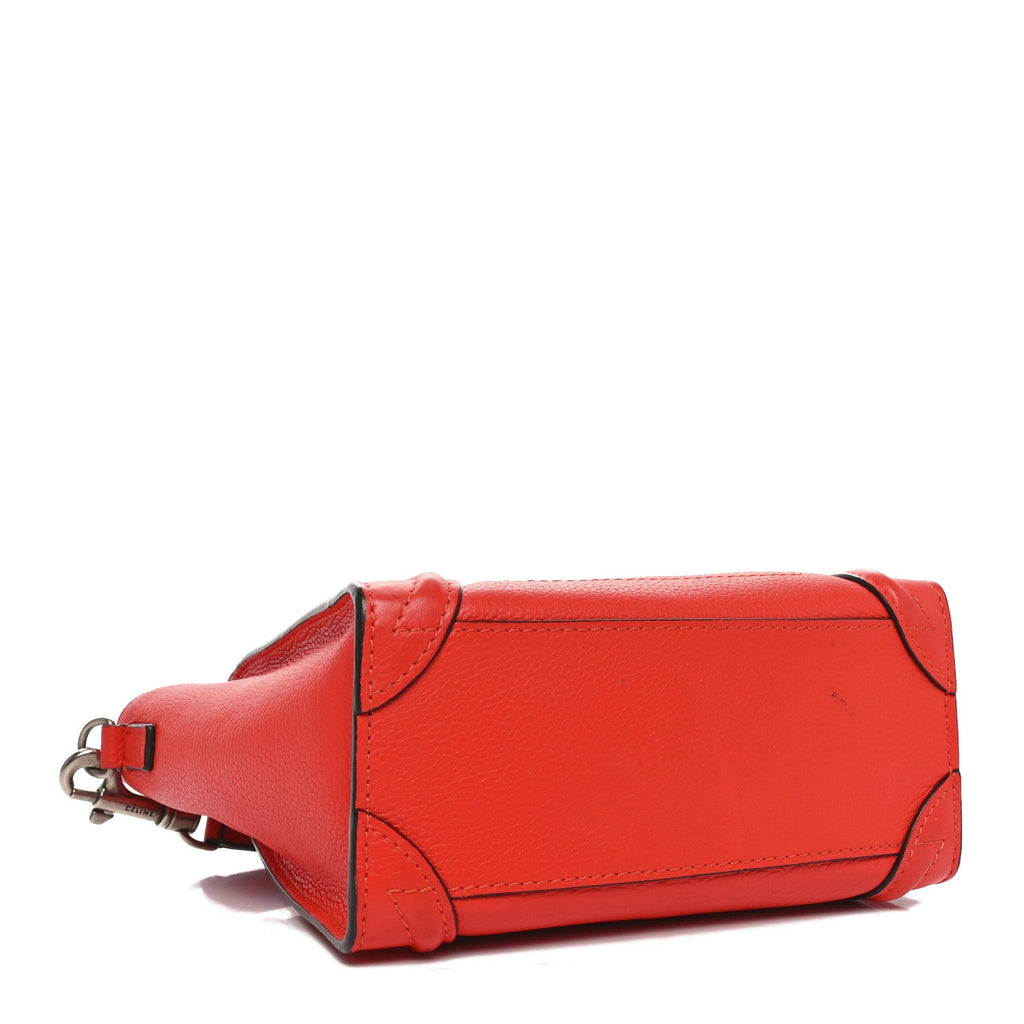 Drummed Calfskin Nano Luggage Coquelicot