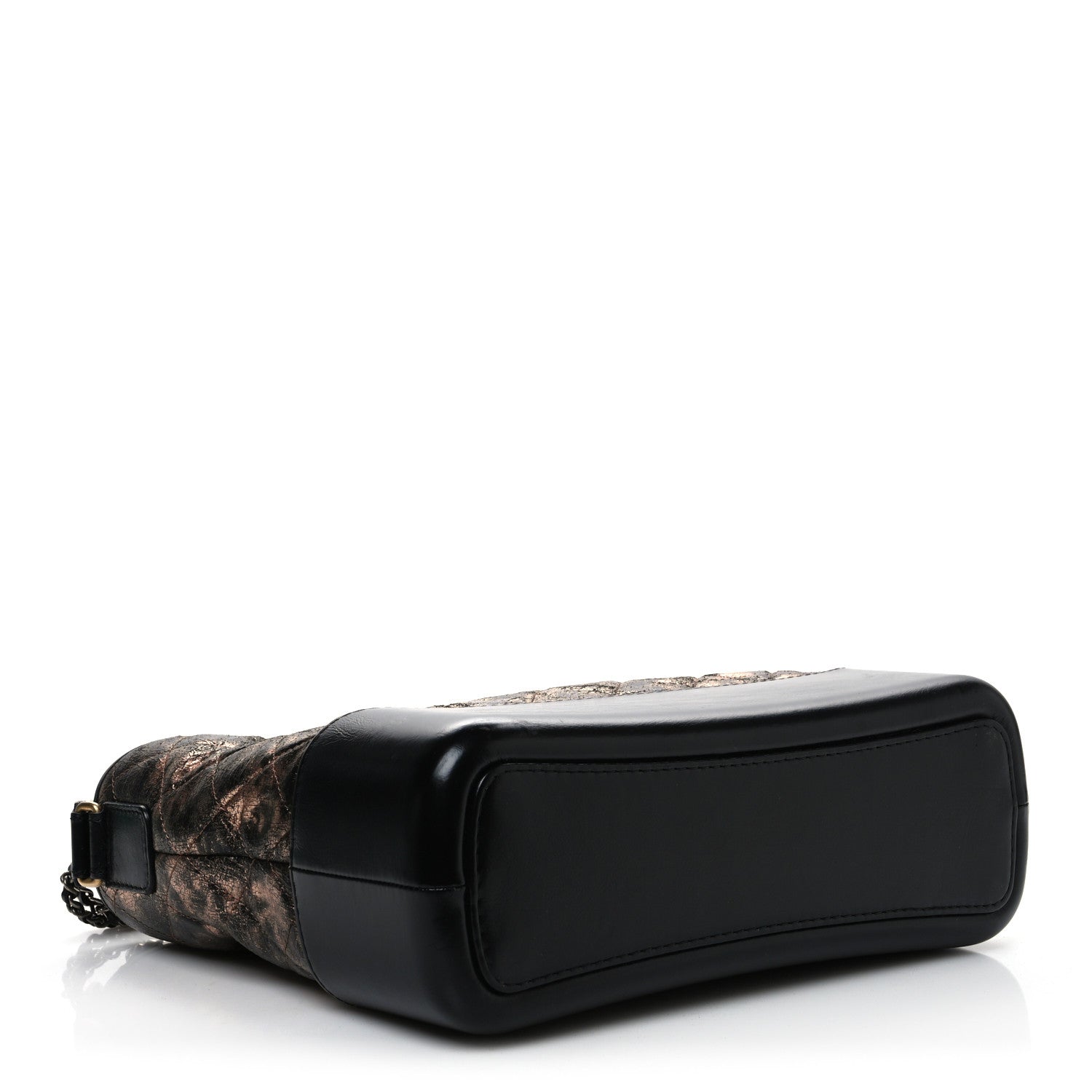 Metallic Crumpled Goatskin Quilted Medium Gabrielle Hobo Black Rose Gold