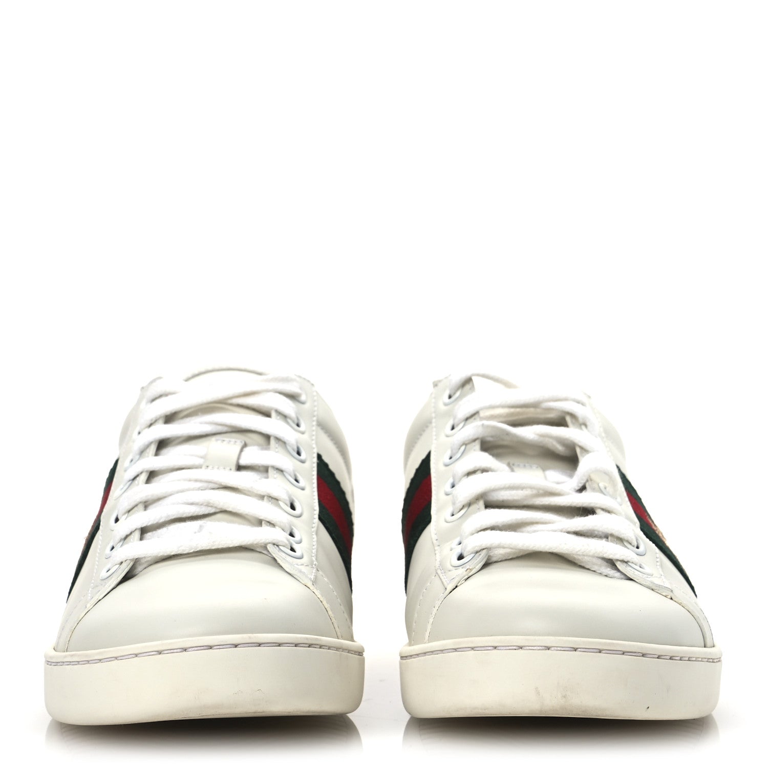 Calfskin Ayers Bee Embroidered Womens Ace Sneakers 37.5 White Green
