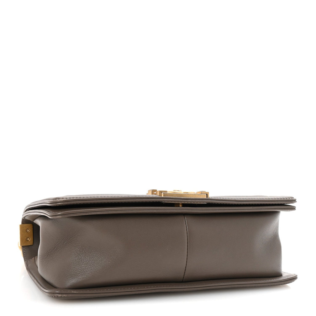 Lambskin Quilted Medium Boy Flap Taupe