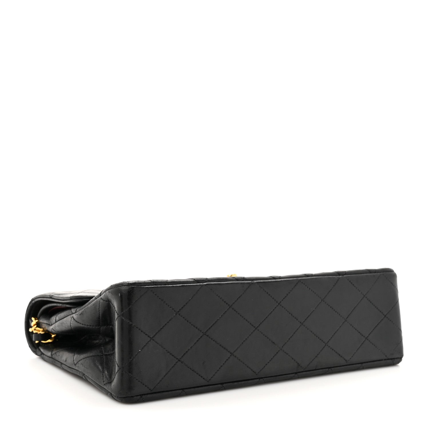 Lambskin Quilted Medium Double Flap Black