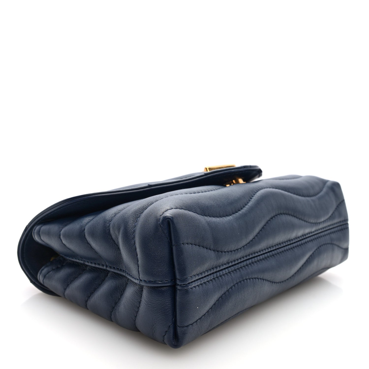 Calfskin New Wave Chain Bag MM NM Bleu Nuit