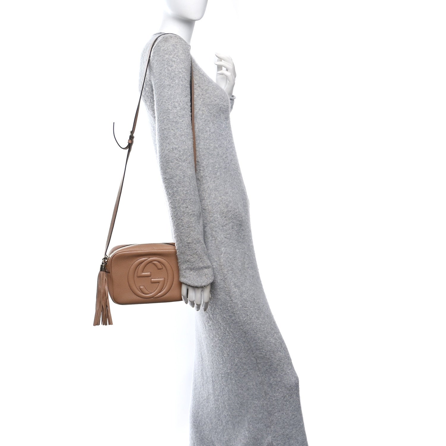 Pebbled Calfskin Small Soho Disco Bag Rose Beige