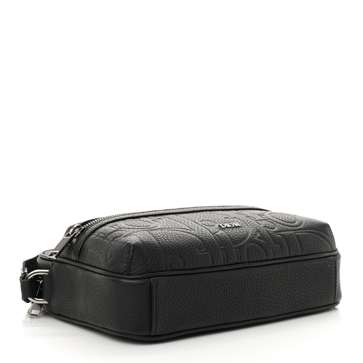 Grained Calfskin Embossed Dior Gravity Rider Zipped 2.0 Messenger Black