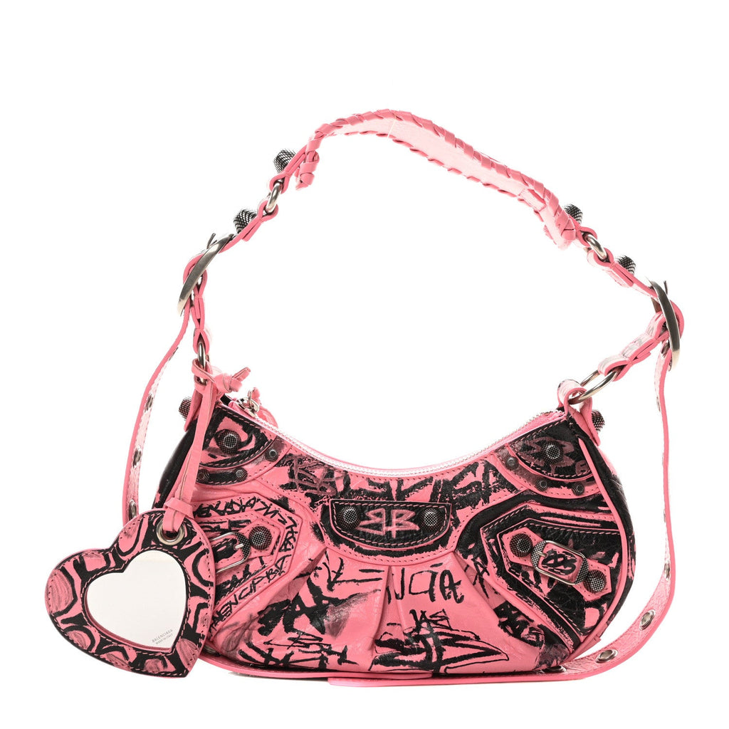 Agneau Arena Graffiti Le Cagole Shoulder Bag XS Sweet Pink