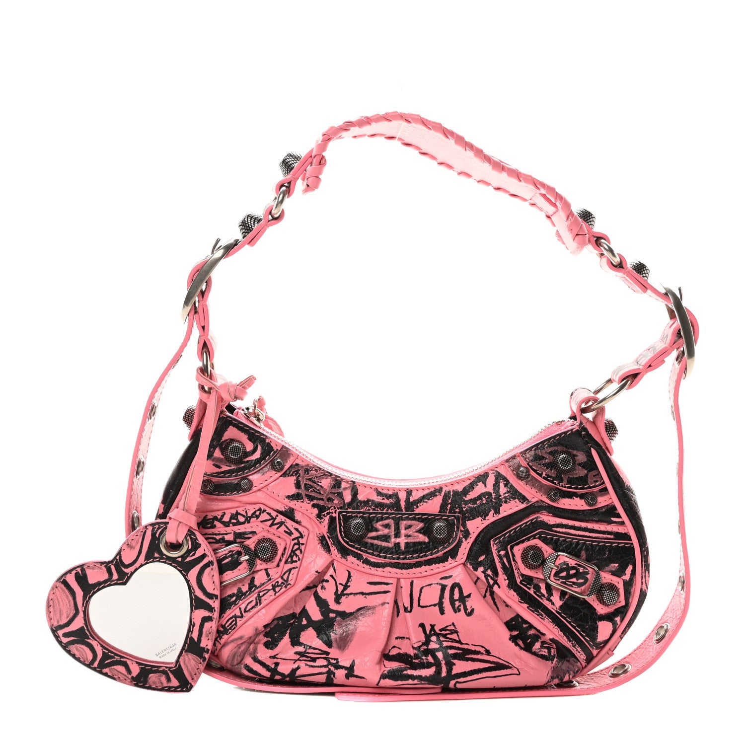 Agneau Arena Graffiti Le Cagole Shoulder Bag XS Sweet Pink