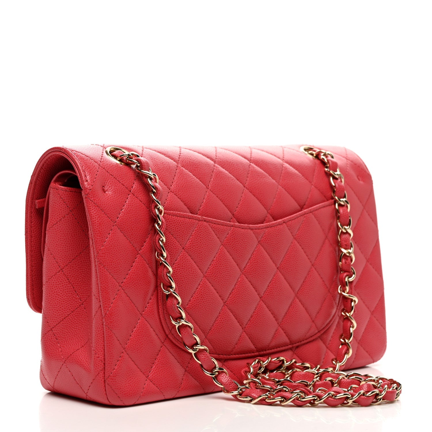 Caviar Quilted Medium Double Flap Pink