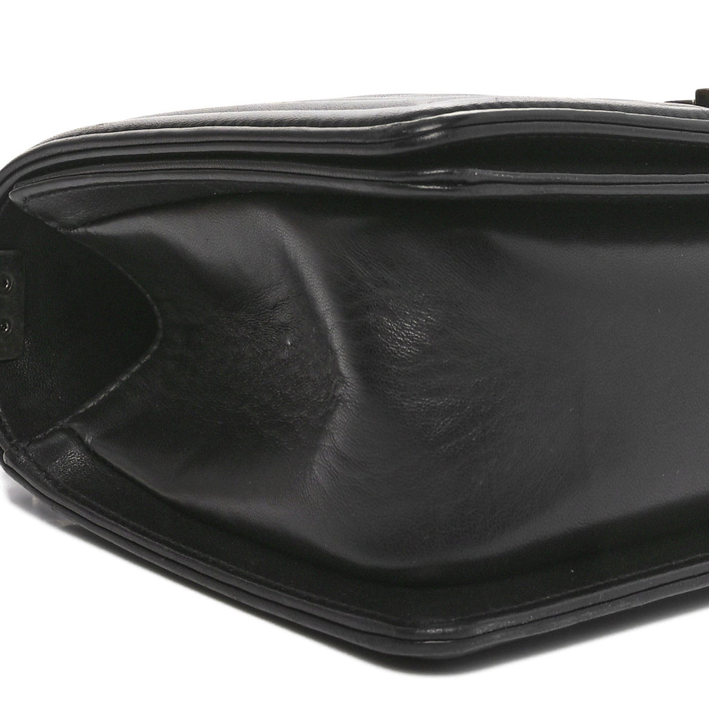Lambskin Pleated Medium Boy Flap Black