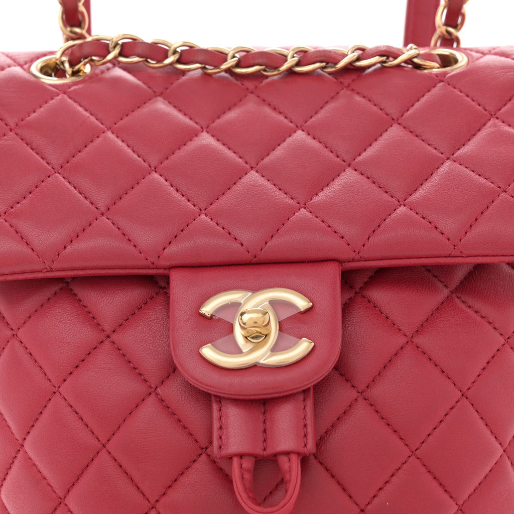 Lambskin Quilted Small Urban Spirit Backpack Red