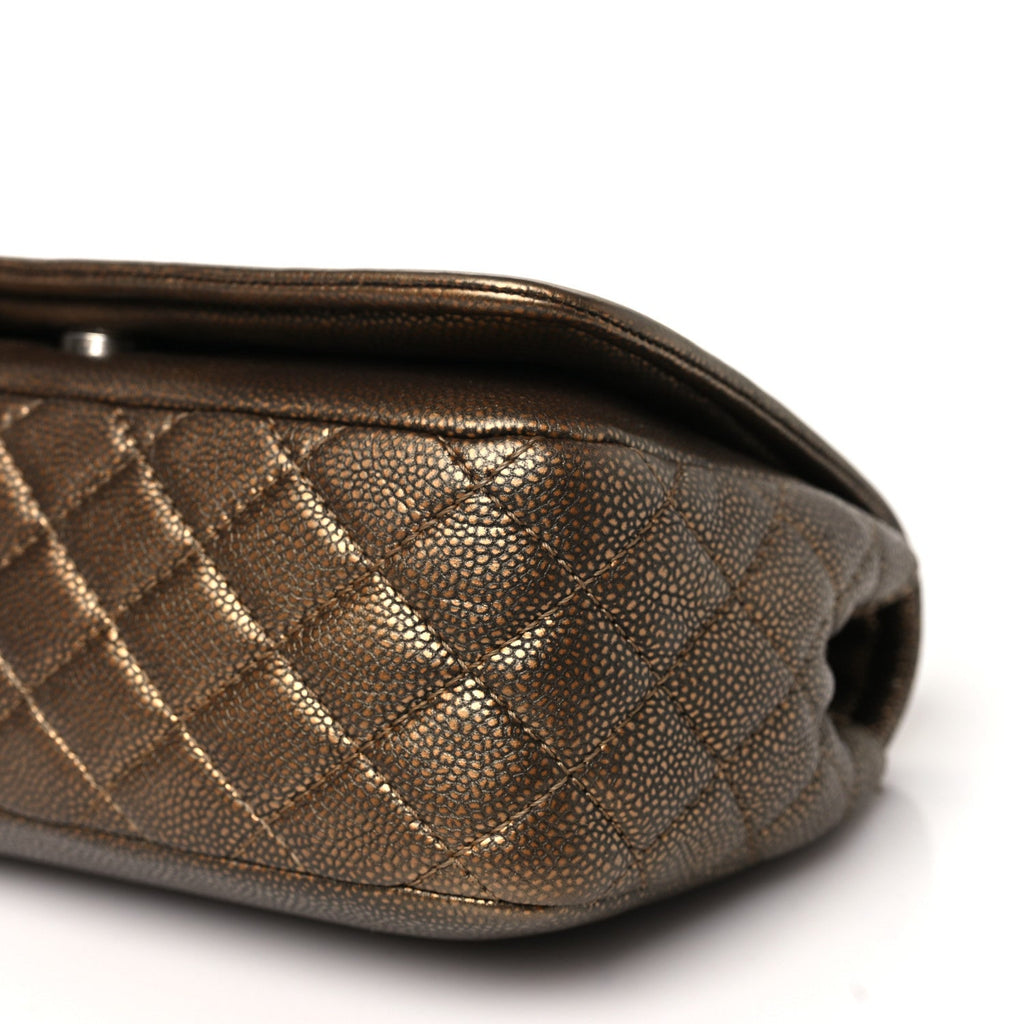 Metallic Caviar Medium Timeless CC Flap Bronze