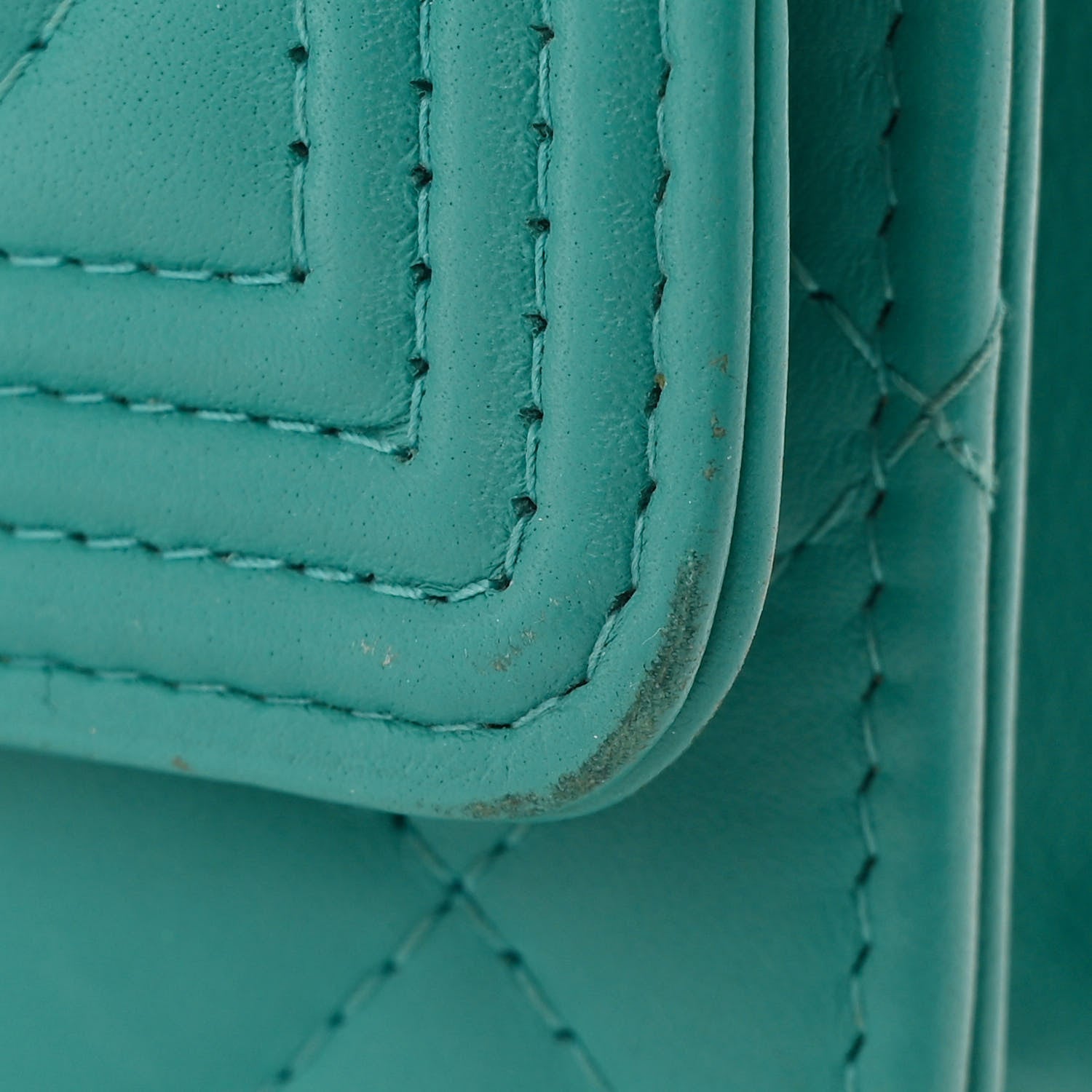 Lambskin Quilted Boy Wallet On Chain WOC Turquoise