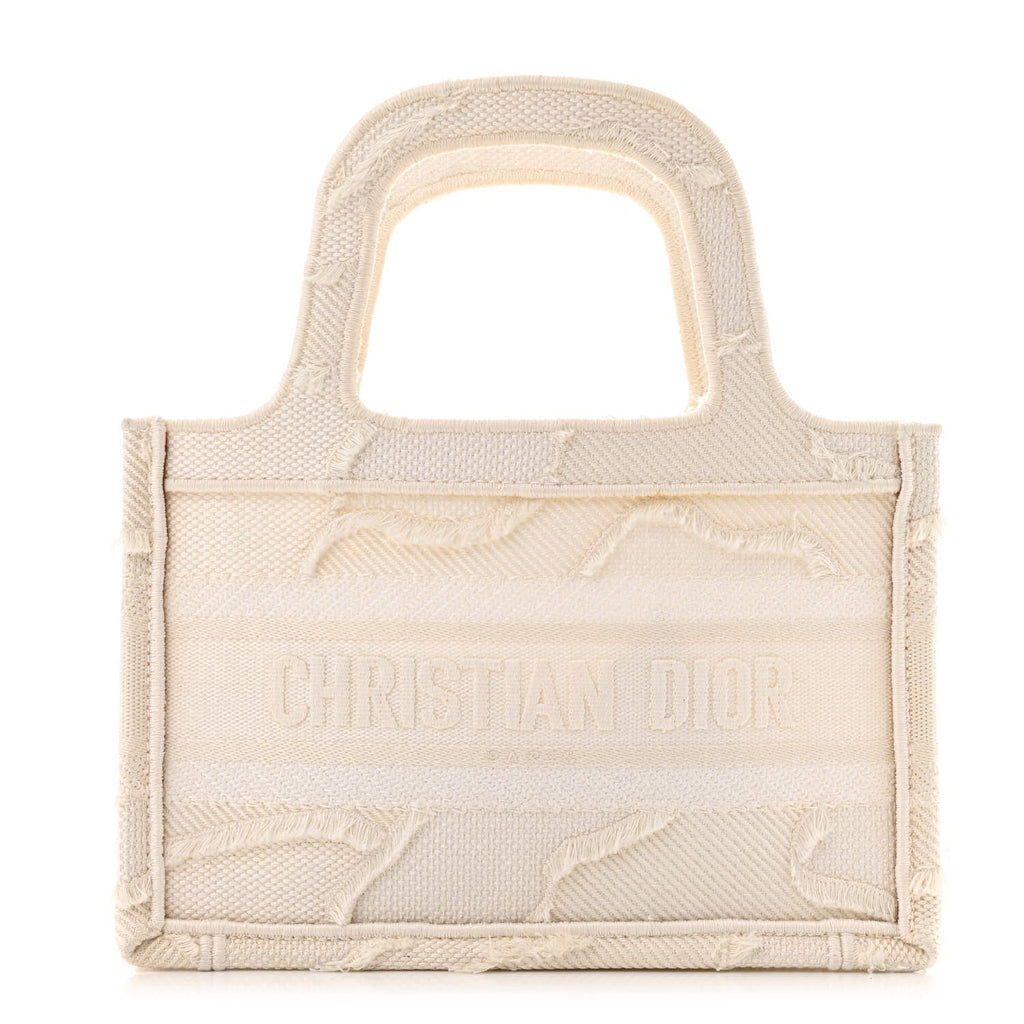 Canvas Embroidered Camouflage Mini Book Tote White
