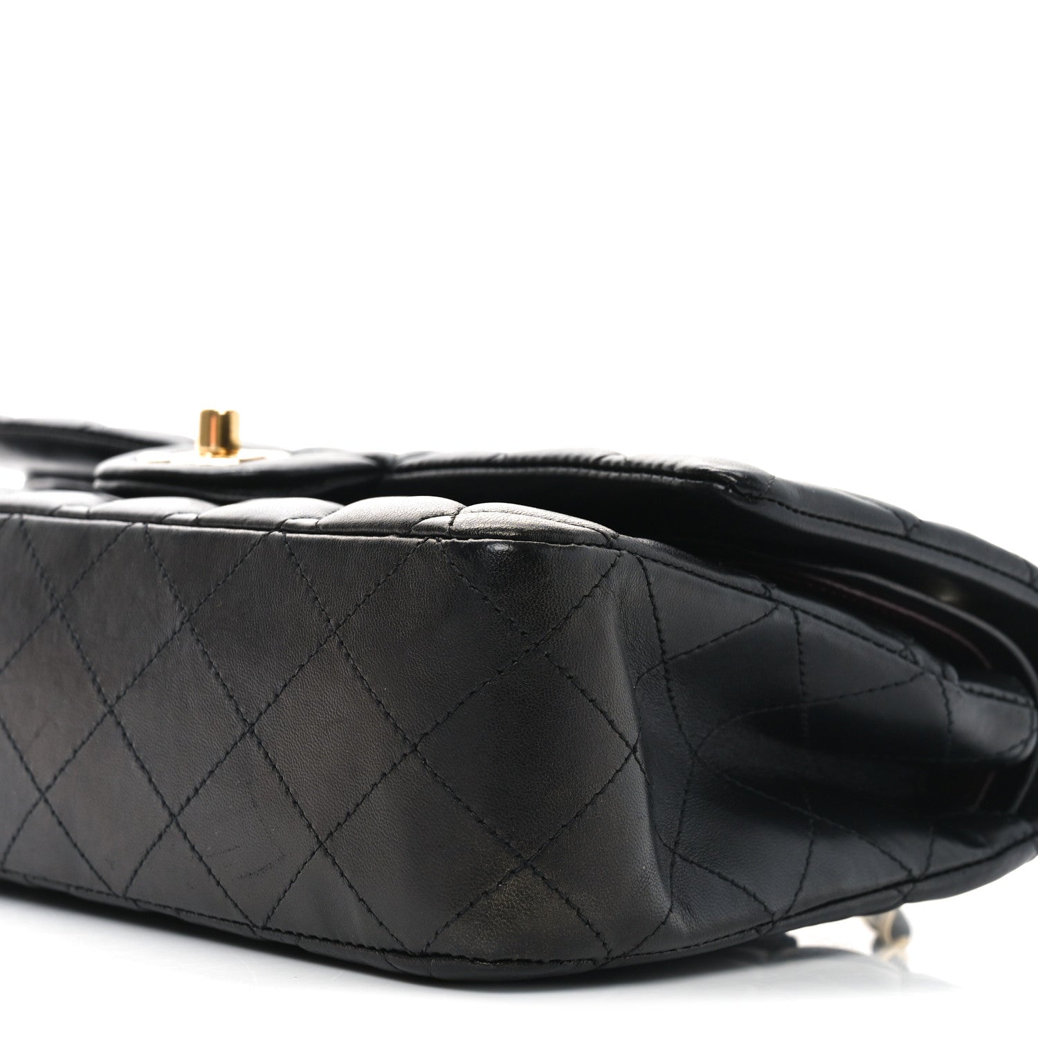 Lambskin Quilted Medium Double Flap Black