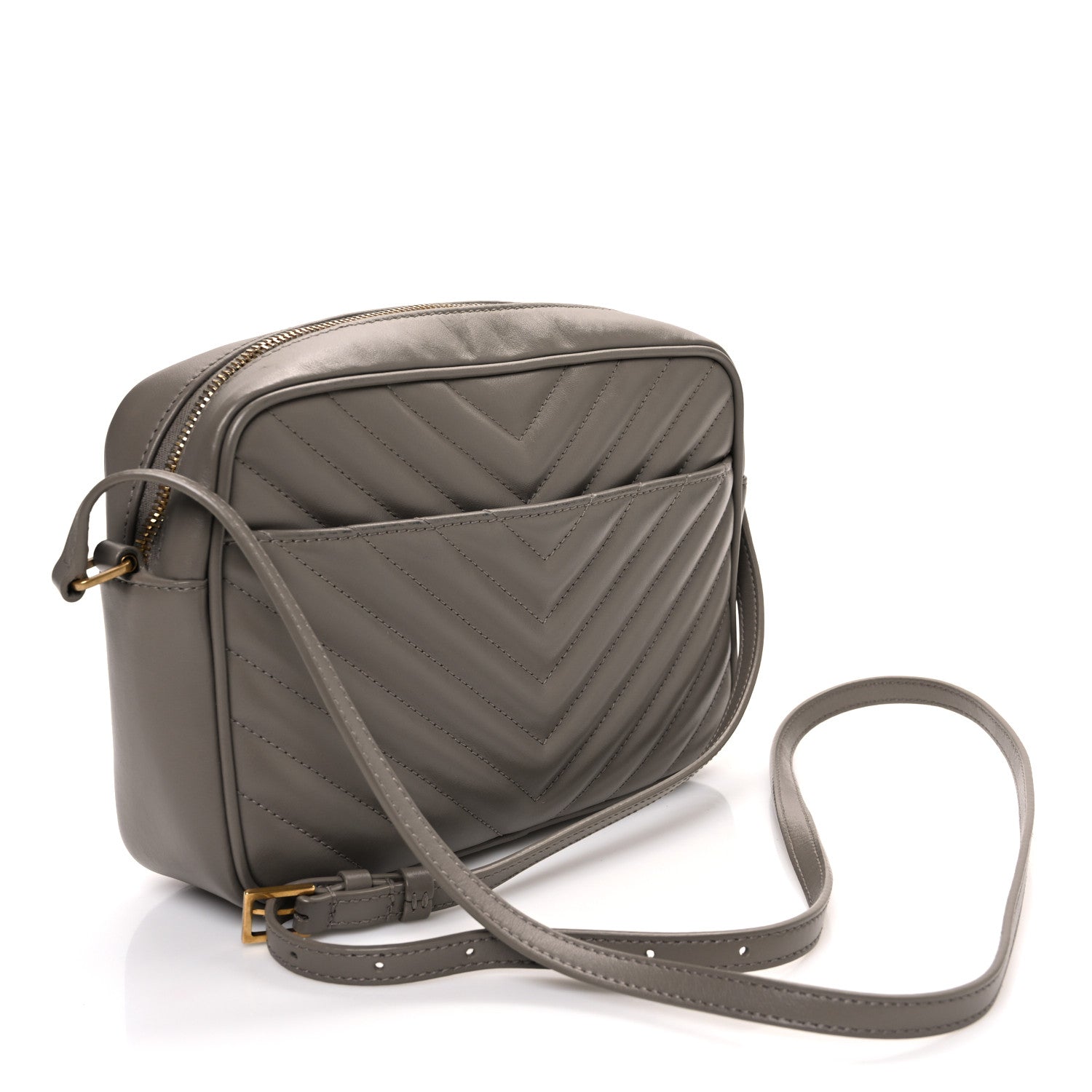 Calfskin Matelasse Monogram Lou Camera Bag Greyish Brown