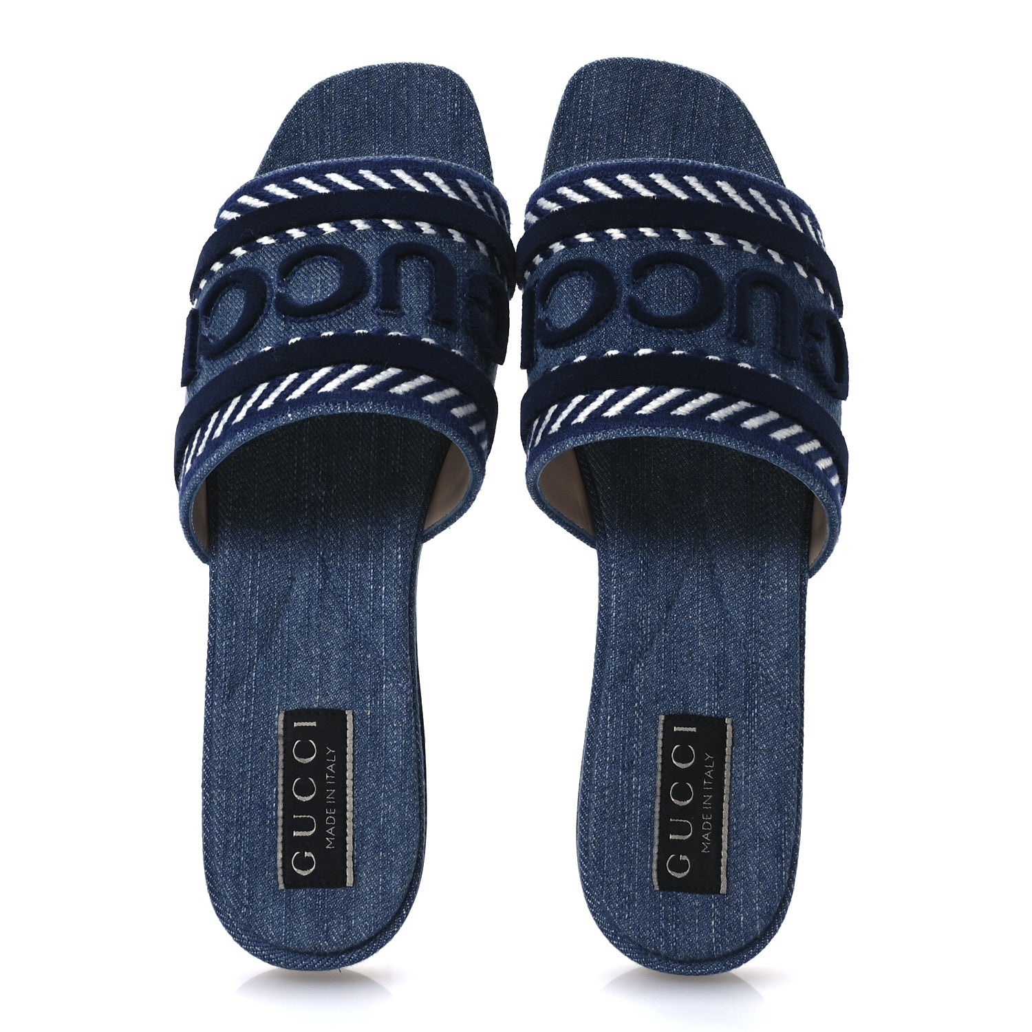 Plain Spain Denim Logo Slide Sandals 37 Light Blue