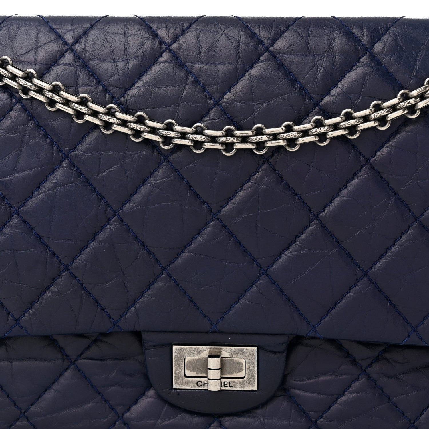 Aged Calfskin Quilted 2.55 Reissue 226 Flap Dark Blue