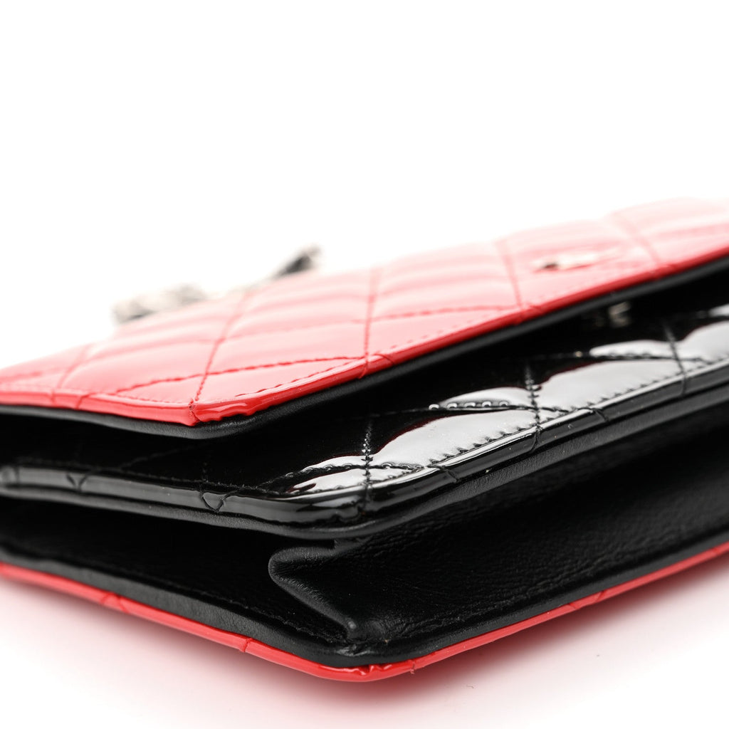 Patent Quilted Bi-Color Wallet On Chain WOC Red Black