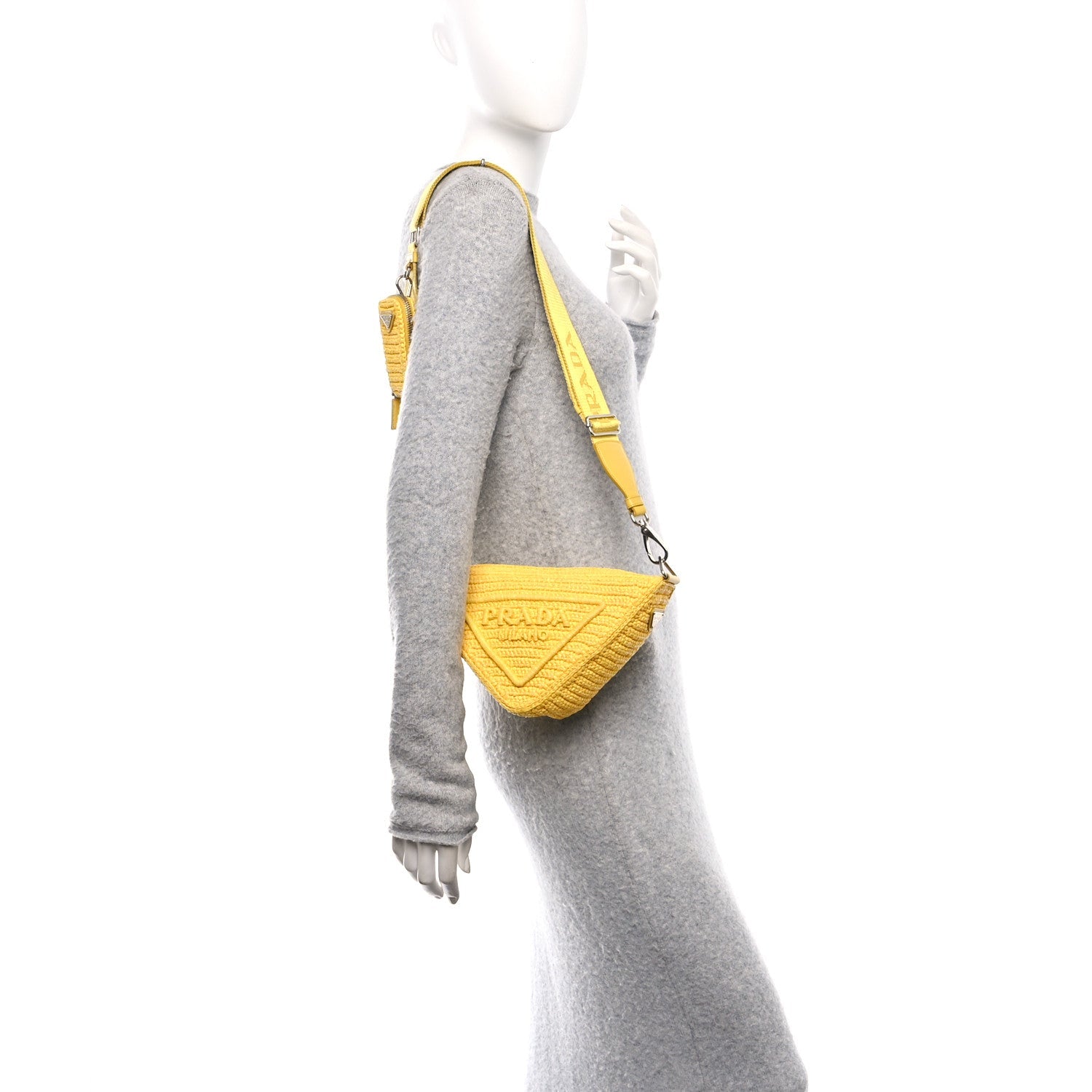 Yarn Raffia Effect Crochet Triangle Shoulder Bag Giallo