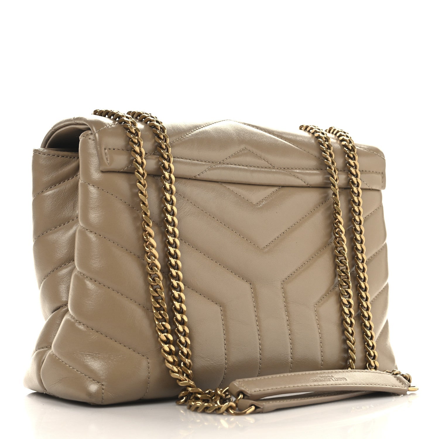 Calfskin Y Quilted Monogram Small Loulou Chain Satchel Dark Beige