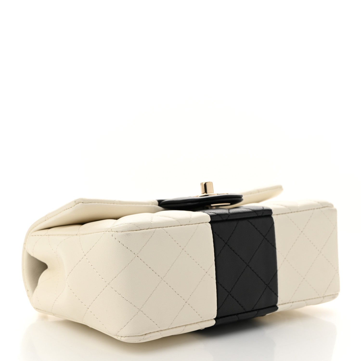 Lambskin Quilted Mini Rectangular Flap White Black