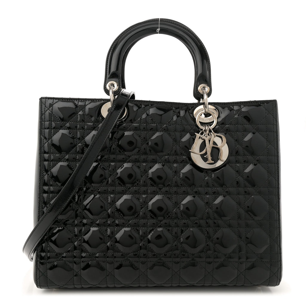 Patent Cannage Large Lady Dior Black