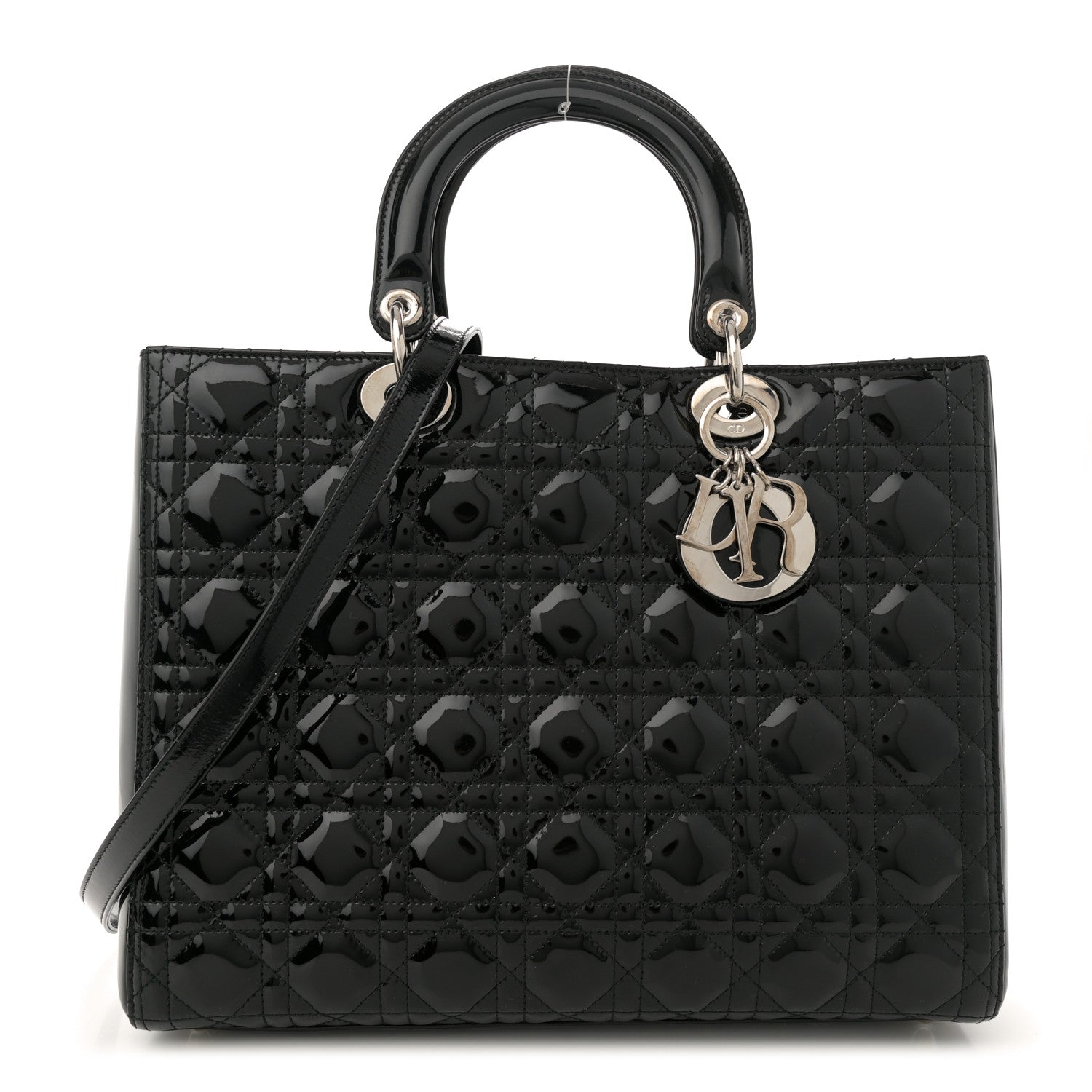Patent Cannage Large Lady Dior Black