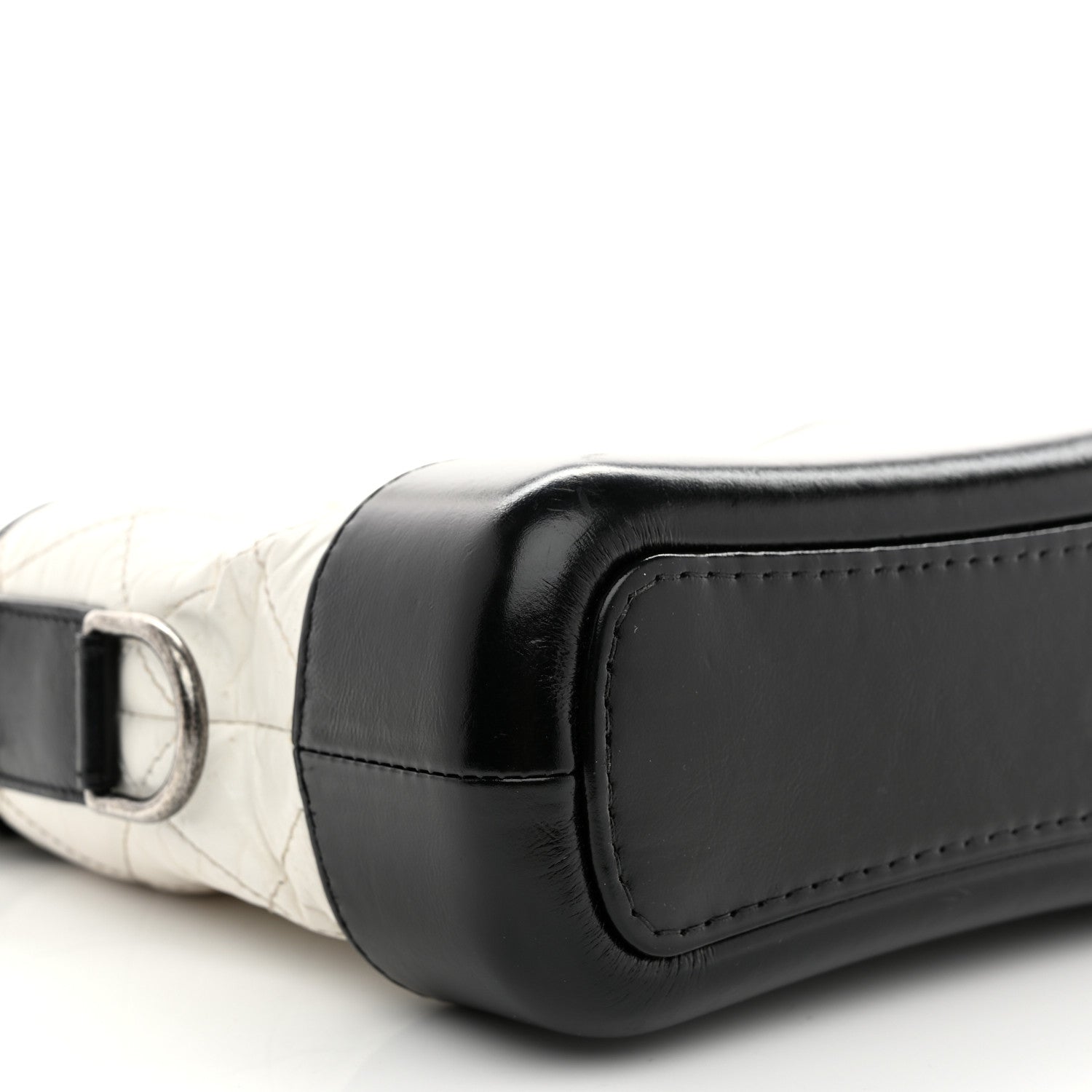 Aged Calfskin Quilted Small Gabrielle Hobo Black White