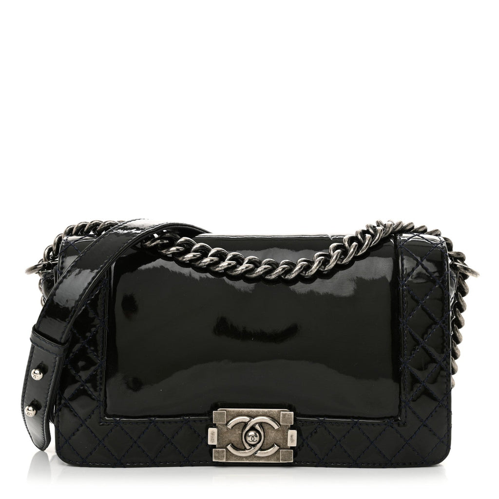 Patent Medium Boy Reverso Flap Black