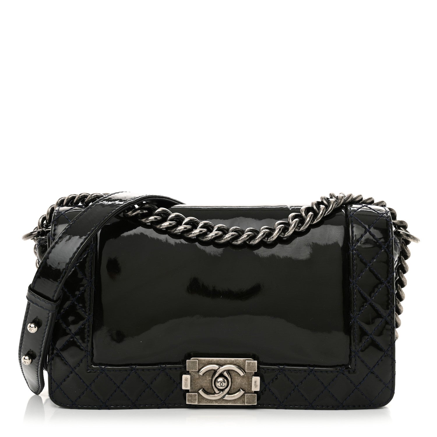 Patent Medium Boy Reverso Flap Black