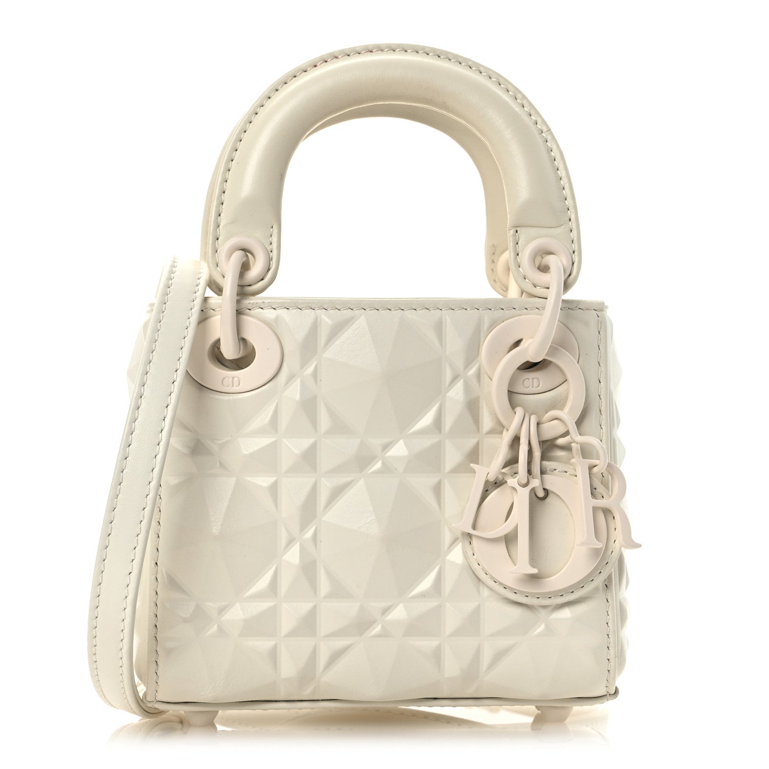 Calfskin Cannage Diamond Micro Lady Dior Latte