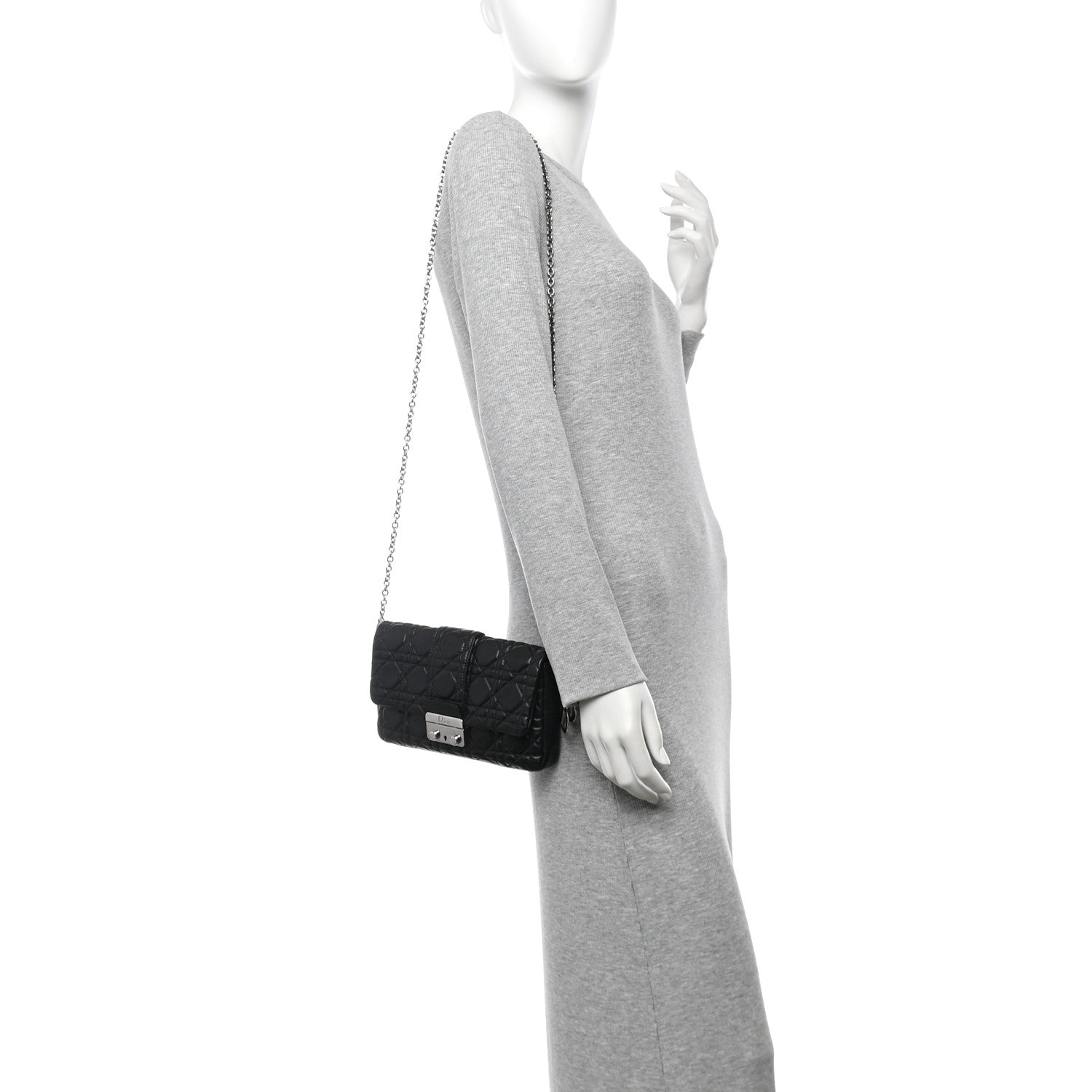 Lambskin Cannage Miss Dior Promenade Pouch Black