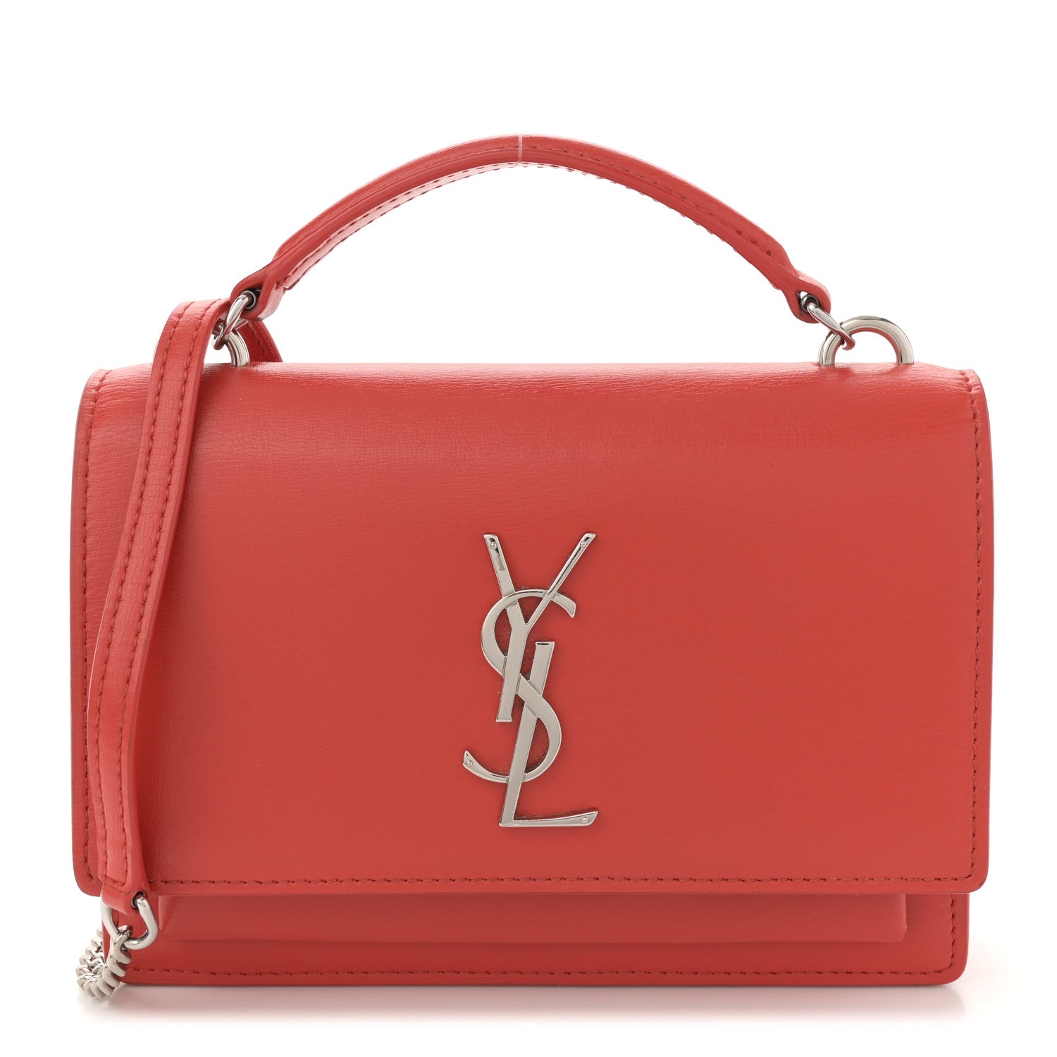 Calfskin Monogram Sunset Chain Wallet Rosso