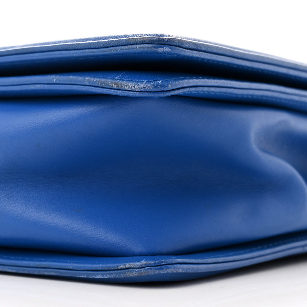 Calfskin Chevron Quilted Large Boy Flap Blue