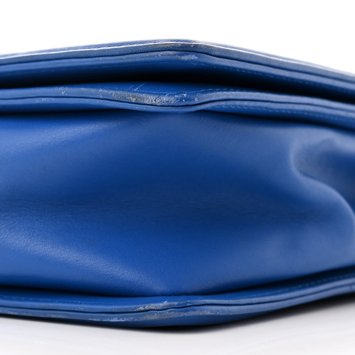 Calfskin Chevron Quilted Large Boy Flap Blue