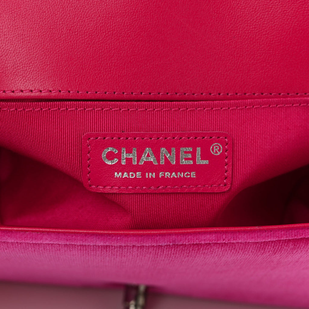 Velvet Quilted Medium Boy Flap Fuchsia