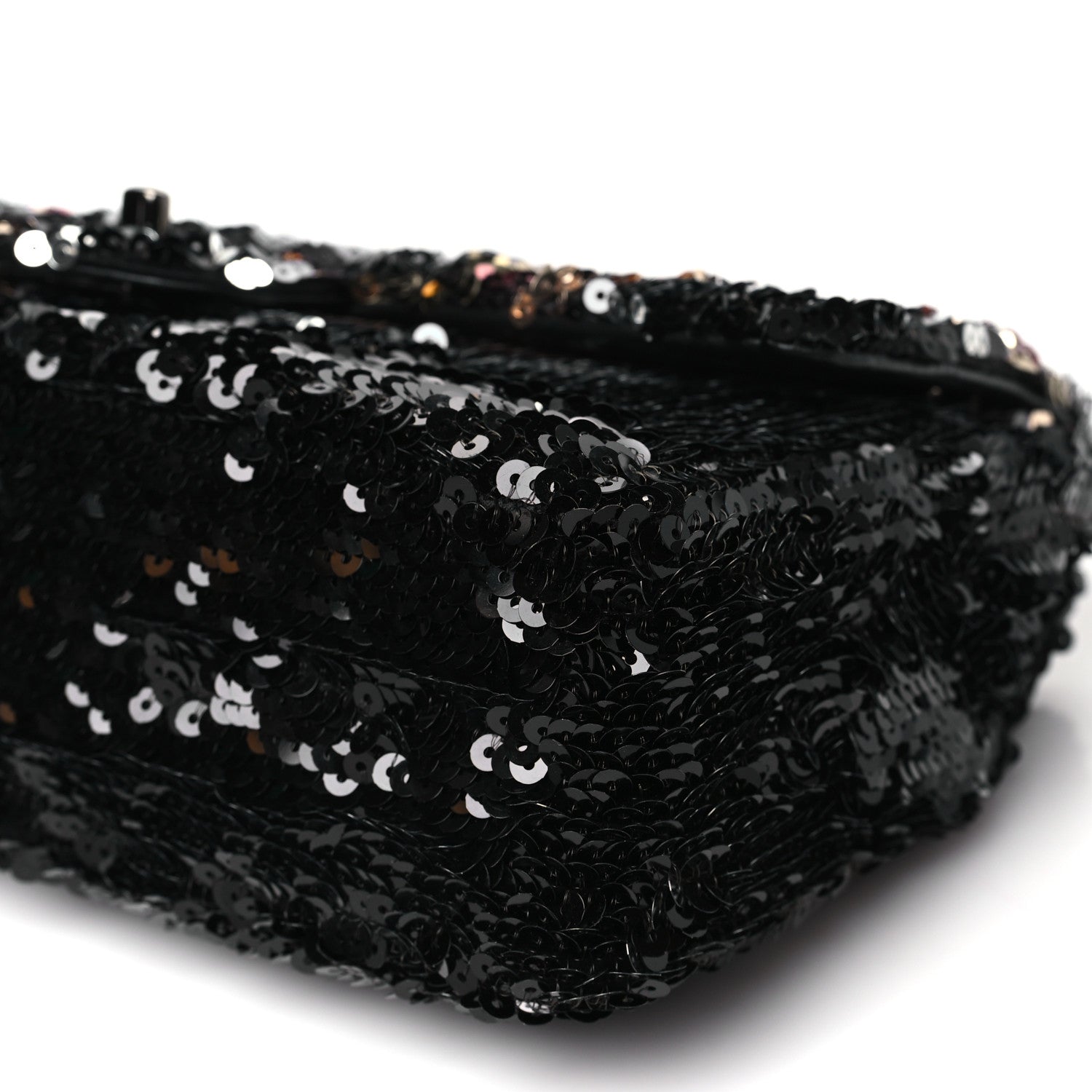 Sequin Medium Single Flap Silver Black Multicolor